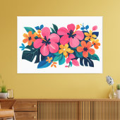 Midden eeuw tropische strandkunst canvas afdruk (Insitu (Woonkamer))