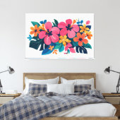 Midden eeuw tropische strandkunst canvas afdruk (Insitu (Slaapkamer))