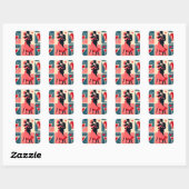 Midden eeuw Valentijn dansend paar Vierkante Sticker (Vel)