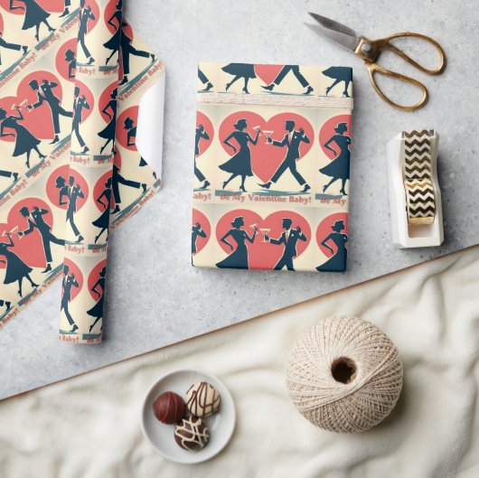 Midden eeuw Valentijnsdag moderne hippe dansende k Cadeaupapier (Crafts)