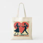 Midden eeuw Valentijnsdag moderne hippe dansende k Tote Bag (Achterkant)