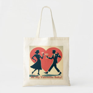 Midden eeuw Valentijnsdag moderne hippe dansende k Tote Bag
