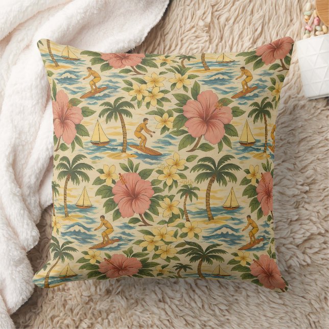 Midden eeuw vervaagde Hawaïaanse shirt print  Kussen (Deken)