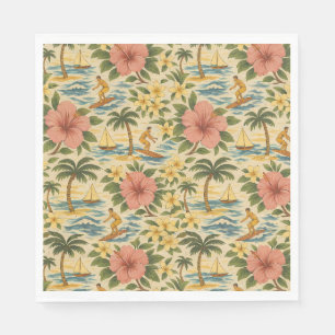 Midden eeuw vervaagde Hawaïaanse shirt print  Servet
