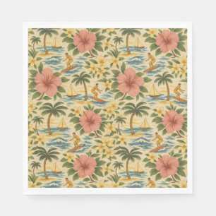 Midden eeuw vervaagde Hawaïaanse shirt print  Servet