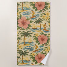 Midden eeuw vervaagde Hawaïaanse shirt print 