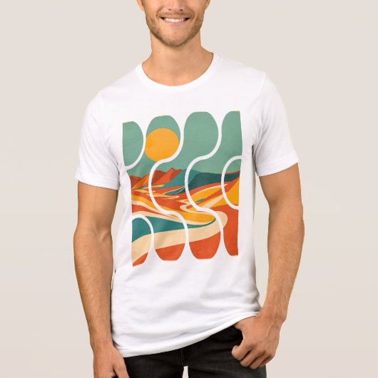 Midden Eeuw Woestijn Landschap Moderne Kunst Tri-Blend Shirt (Voorkant)