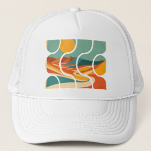 Midden Eeuw Woestijn Landschap Moderne Kunst Trucker Pet