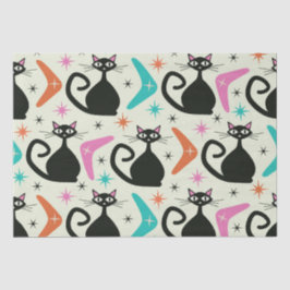 Midden eeuw zwart atomaire katten met boemerangs tissuepapier