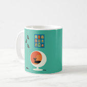Midden eeuw zwart kat met mini oblongen koffiemok (Voorkant links)