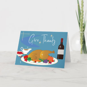 Midden-eeuwen bieden Bedankt Retro Happy Thanksgiv Feestdagen Kaart