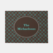 Midden-eeuwen Stars Turquoise en Red Personalized Deurmat (Voorkant)