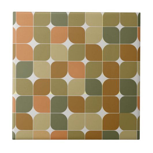 Midden eeuws abstract bruin oranje tan patroon tegeltje (Voorkant)