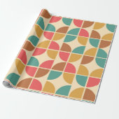 Midden eeuws abstract geometrisch rood turquoise m cadeaupapier (Uitgerold)