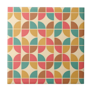 Midden eeuws abstract geometrisch rood turquoise m tegeltje