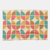 Midden eeuws abstract geometrisch rood turquoise m theedoek (Horizontaal)