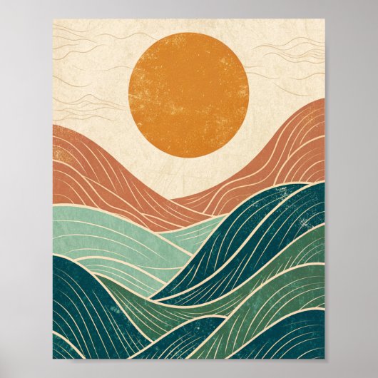 Midden-eeuws Abstract landschap Poster (Voorkant)