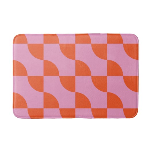 Midden eeuws abstract oranje halve cirkels op roze badmat (Voorkant)