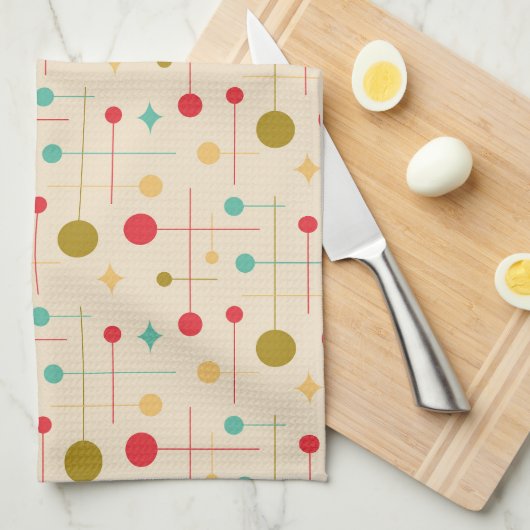 Midden-eeuws Abstract patroon 29 Cream Theedoek (Quarter Fold)