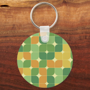 Midden eeuws abstract patroon groen oranje geel sleutelhanger