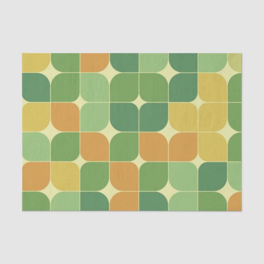Midden eeuws abstract patroon groen oranje tissuepapier (Voorkant)