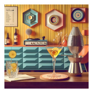 Midden eeuws atomaire retro futuristische feestzaa foto afdruk