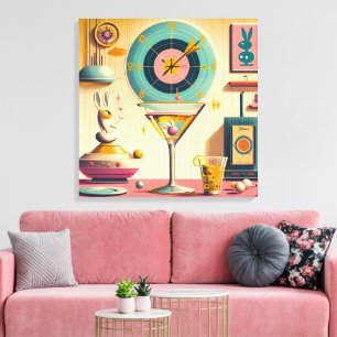 Midden eeuws atomaire retro futuristische konijn M Canvas Afdruk