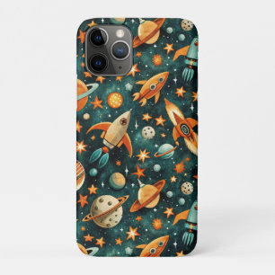 Midden eeuws atomaire ruimte oranje turquoise plan Case-Mate iPhone case