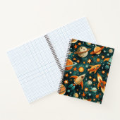 Midden eeuws atomaire ruimte oranje turquoise plan notitieboek (Binnen)