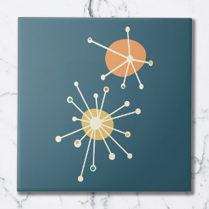 Midden eeuws atomaire stervende donkere teal tegeltje