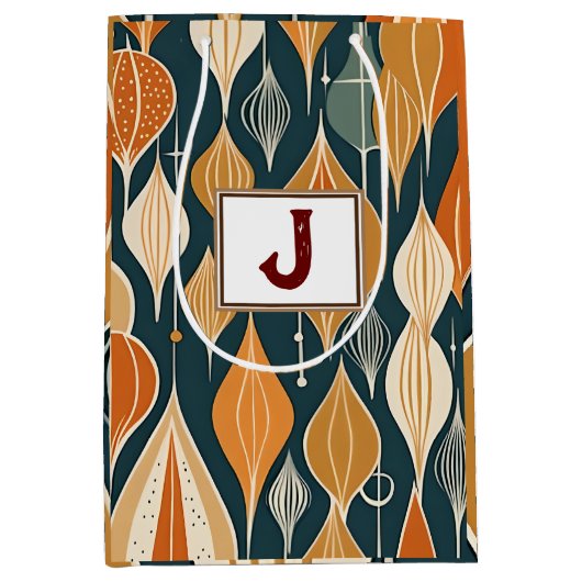 Midden eeuws atoomdruppels oker  moderne retro  medium cadeauzakje (Voorkant)