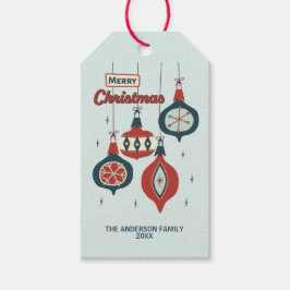 Midden-eeuws atoomkerst cadeaulabel