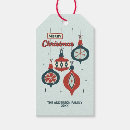 Midden-eeuws atoomkerst cadeaulabel (Voorkant)