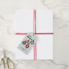 Midden-eeuws atoomkerst cadeaulabel