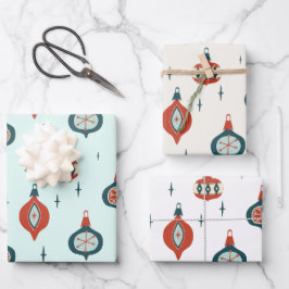 Midden-eeuws atoomkerst inpakpapier vel