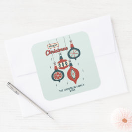 Midden-eeuws atoomkerst vierkante sticker