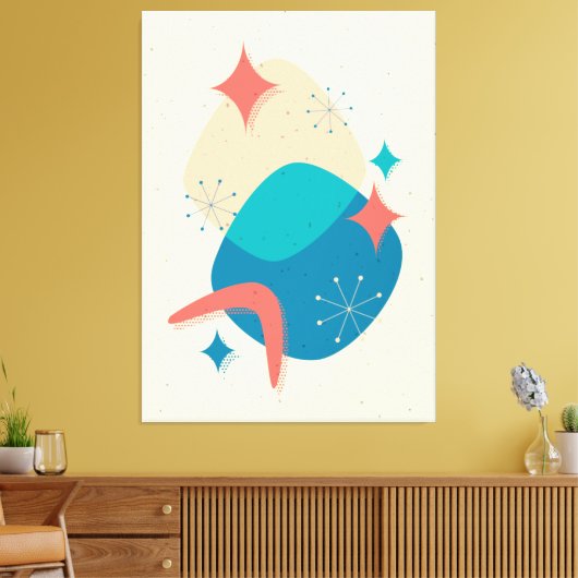 Midden-eeuws atoomtijdperk Abstract Canvas Afdruk (Insitu (Woonkamer))