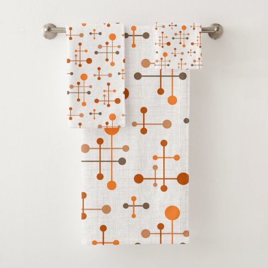 Midden-eeuws atoomtijdspatroon 36 Sinaasappel, bru Bad Handdoek (Insitu)