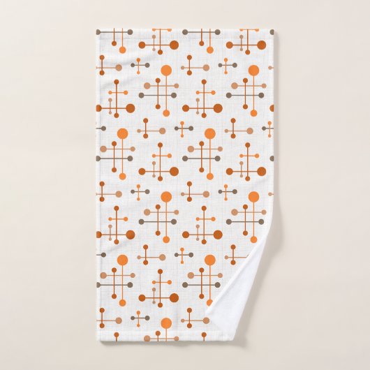 Midden-eeuws atoomtijdspatroon 36 Sinaasappel, bru Bad Handdoek (Handdoek)