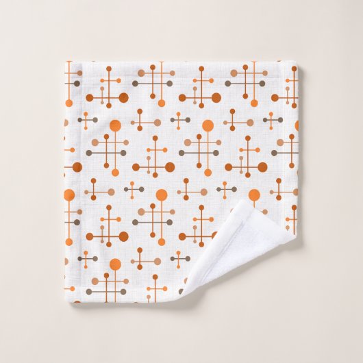 Midden-eeuws atoomtijdspatroon 36 Sinaasappel, bru Bad Handdoek (Wasdoekje)