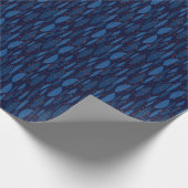 Midden-eeuws blauw atomisch naadloos patroon cadeaupapier (Hoek)