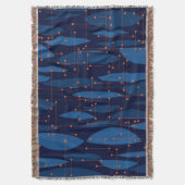 Midden-eeuws blauw atomisch naadloos patroon deken (Voorkant Verticaal)