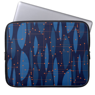 Midden-eeuws blauw atomisch naadloos patroon laptop sleeve