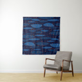 Midden-eeuws blauw atomisch naadloos patroon wandkleed (In Situ (horizontaal))