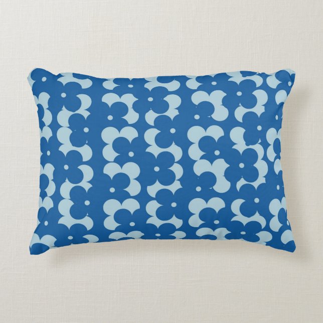 Midden-eeuws blauw bloemenpatroon accent kussen (Voorkant)