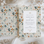 Midden-eeuws botanische elegantie bruiloft kaart