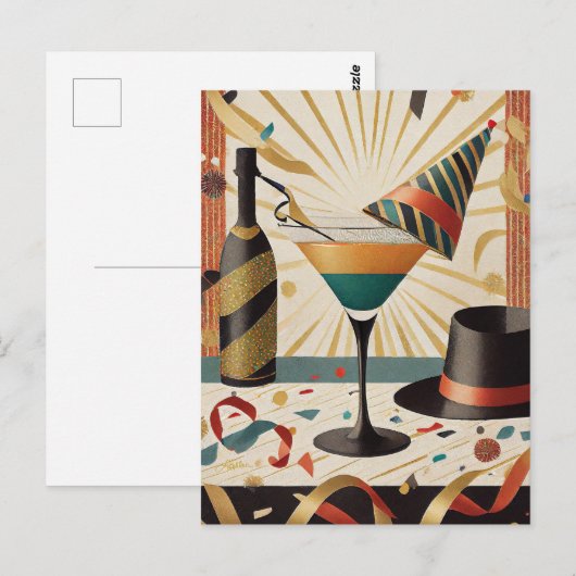 Midden-eeuws cocktailuur - New Years Eve Briefkaart (Voorkant / Achterkant)