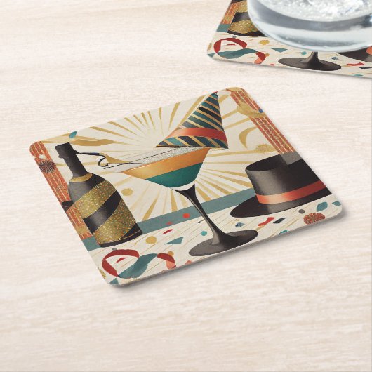 Midden-eeuws cocktailuur - New Years Eve Kartonnen Onderzetters (Schuin)