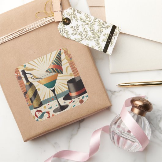 Midden-eeuws cocktailuur - New Years Eve Vierkante Sticker (Geschenken)