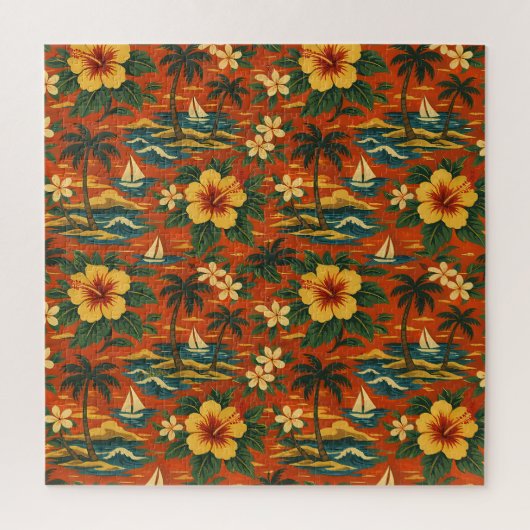 Midden eeuws fel Hawaiaans shirtprint Legpuzzel (Verticaal)